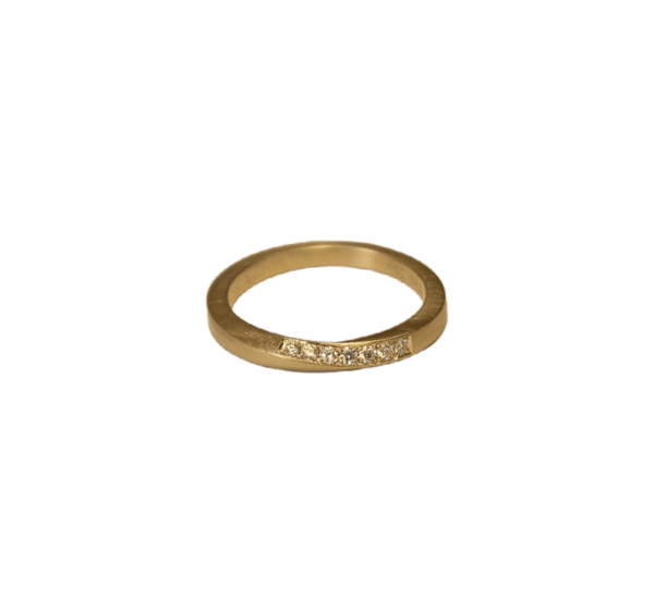 Simple Twist Ring, M, 18kt guld med diamanter