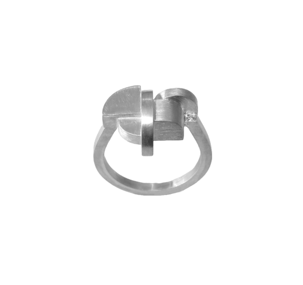 1920 Ring L, Sølv, Med Diamant - Billede 2